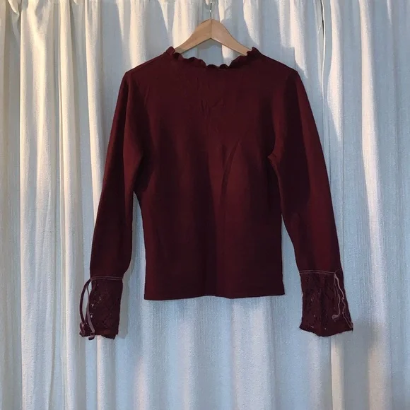Burgundy Ruffled Top/Sweater - Picture 3 of 3